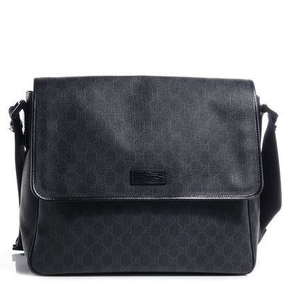 Gucci GG Plus Monogram Medium Flap Messenger Bag Black 1 of 7