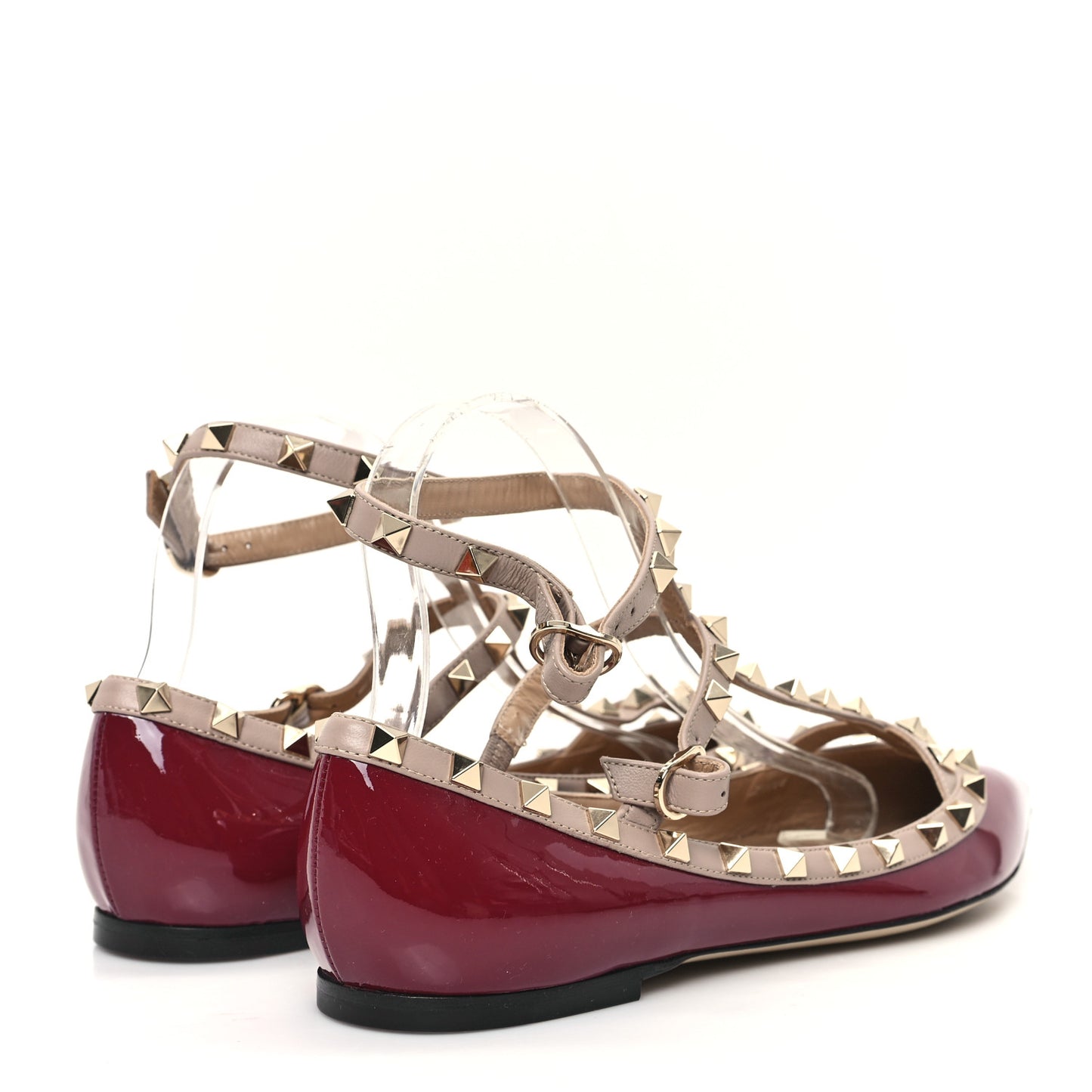 Patent Nappa Rockstud Cage Ballerina Flats 40