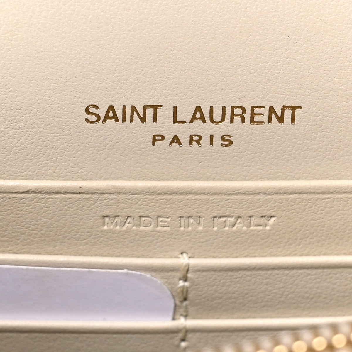 Calfskin Crocodile Embossed Monogram Sunset Chain Wallet Blanc Vintage