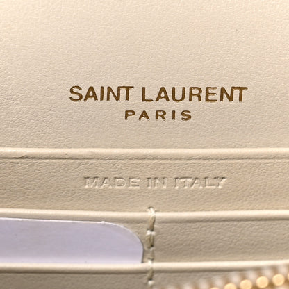 Saint Laurent Calfskin Crocodile Embossed Monogram Sunset Chain Wallet Blanc Vintage 6 of 9