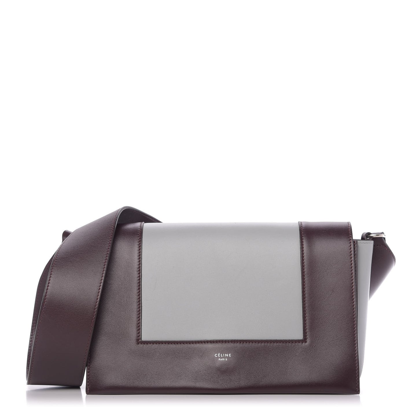 Shiny Smooth Calfskin Medium Frame Shoulder Bag Burgundy Pearl Blue