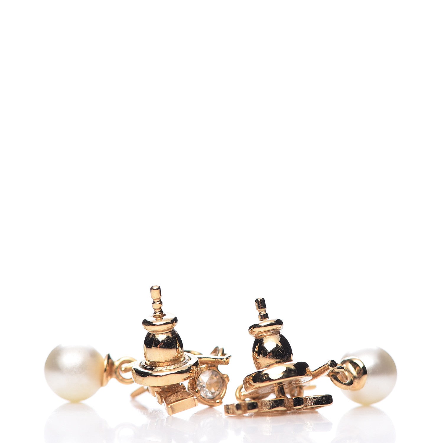 Christian Dior Pearl Crystal Dio(r)evolution Earrings Aged Gold 3 of 3