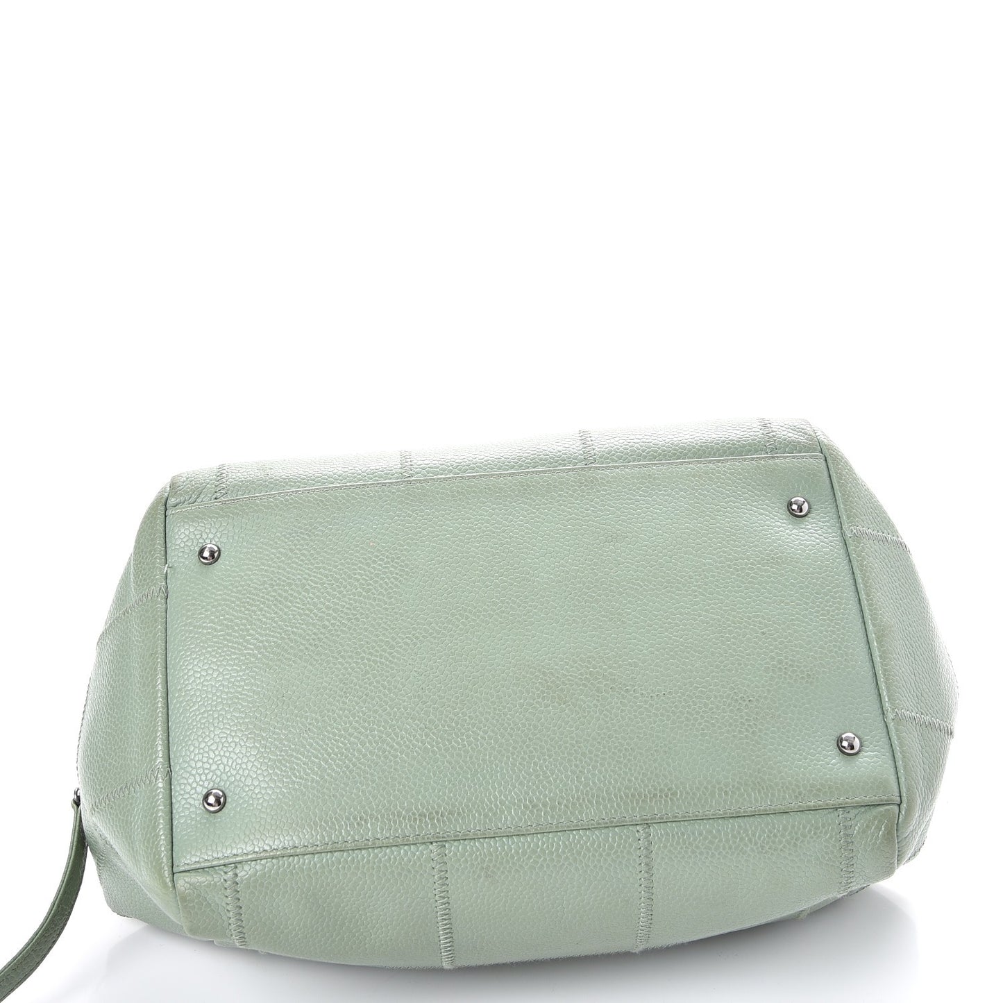 Caviar Square Stitched Tote Green