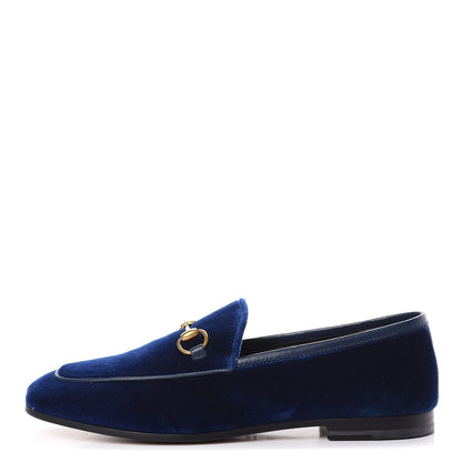 Gucci Velvet Horsebit Womens Jordaan Loafers 36 Blue Cobalt 1 of 8