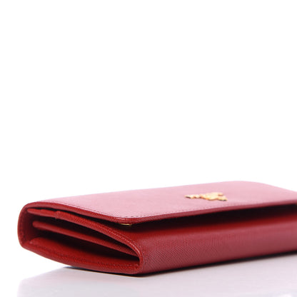 Prada Saffiano Triangle Continental Flap Wallet Fuoco 7 of 10