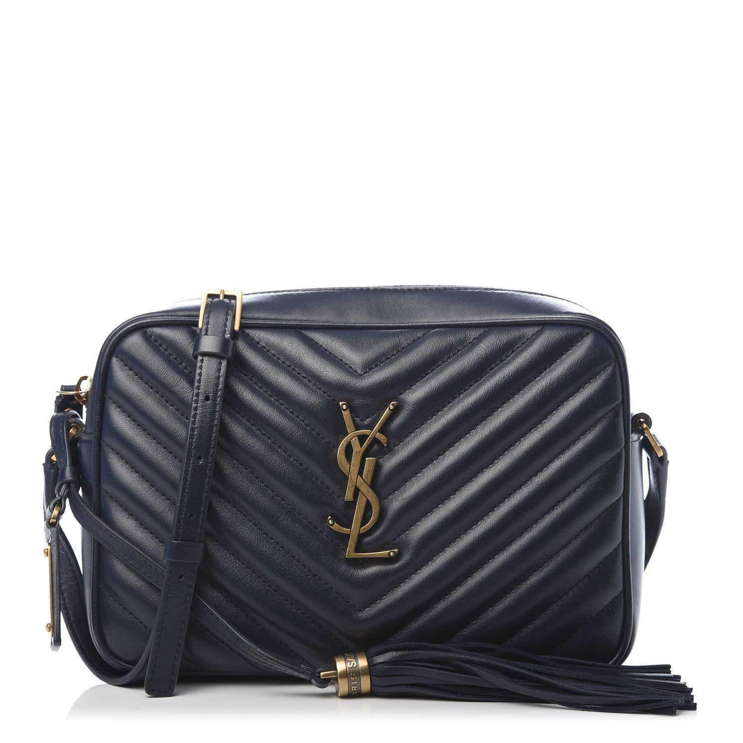 Saint Laurent Calfskin Matelasse Monogram Lou Camera Bag Navy 1 of 9