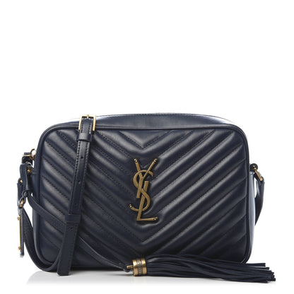 Saint Laurent Calfskin Matelasse Monogram Lou Camera Bag Navy 1 of 9