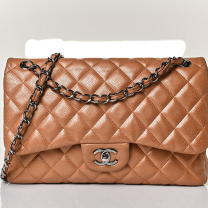 Chanel Metallic Caviar Quilted Jumbo Double Flap Copper 8 of 24