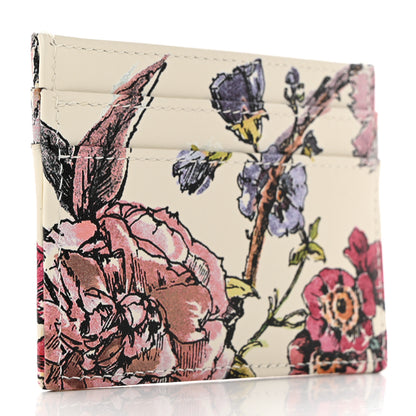 Christian Dior Calfskin Caro Floral Five-Slot Card Holder White Multicolor 3 of 9