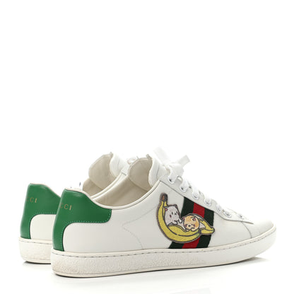 Gucci X BNF Miro Soft Calfskin Web Bananya Embroidered Womens Ace Sneakers 39 White New Shamarock 3 of 4