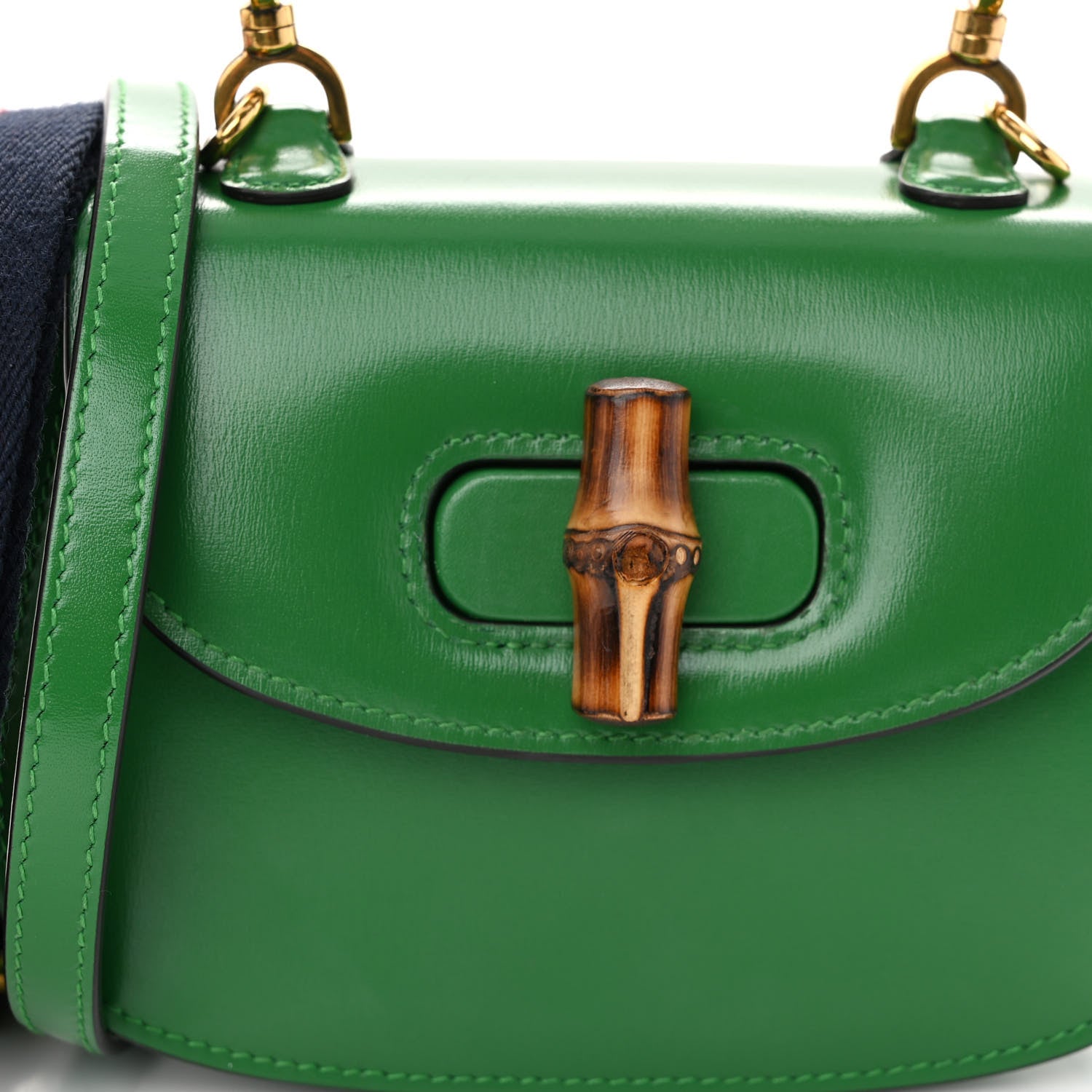 Gucci Boarded Dyana Lux Calfskin Mini Bamboo 1947 Top Handle Bag Spring Green 7 of 10