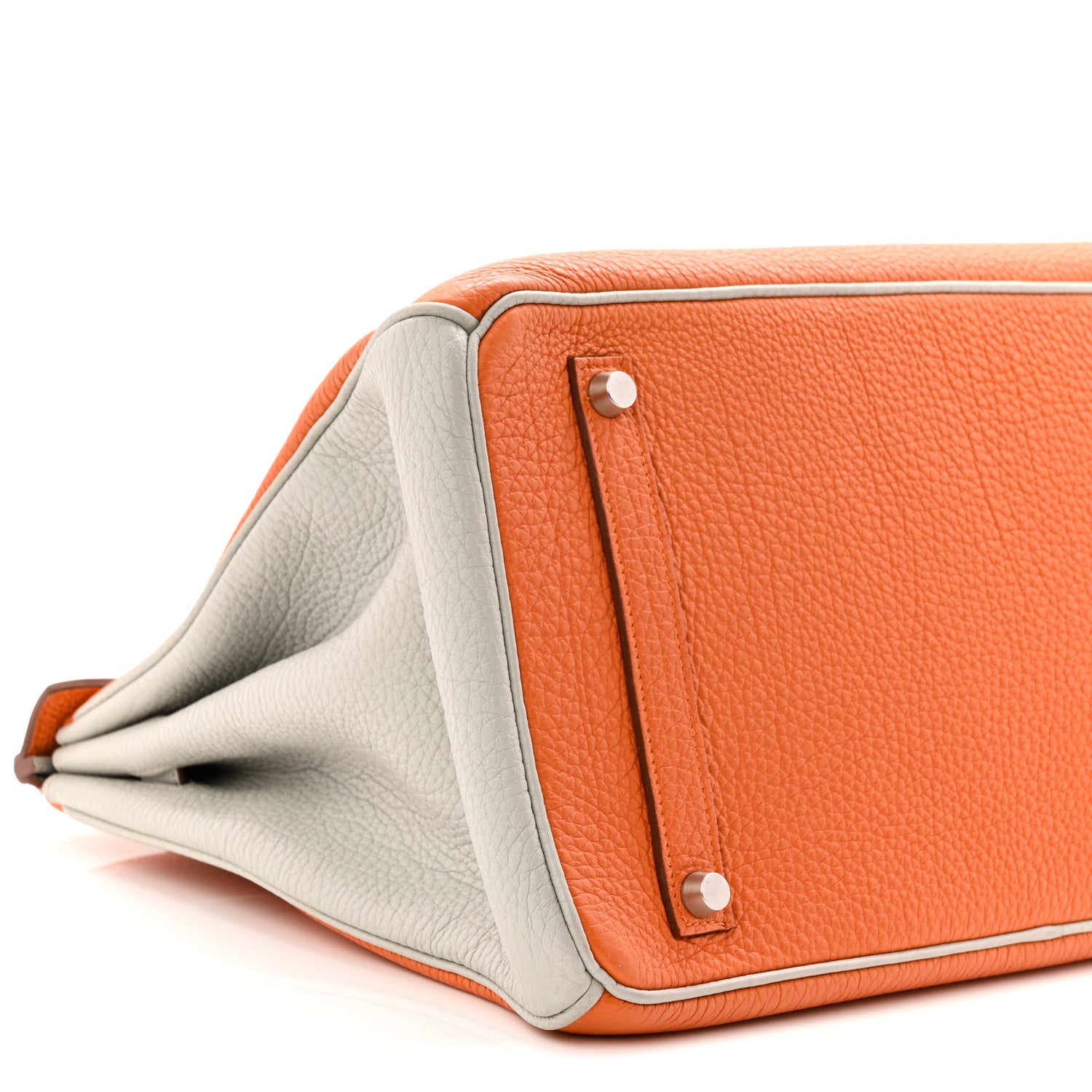 Hermes Togo Horseshoe Birkin 35 Orange Gris Perle 9 of 10