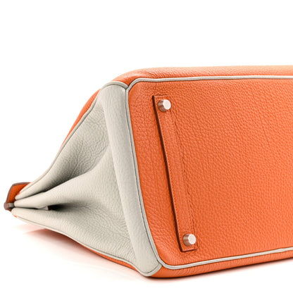 Hermes Togo Horseshoe Birkin 35 Orange Gris Perle 9 of 10