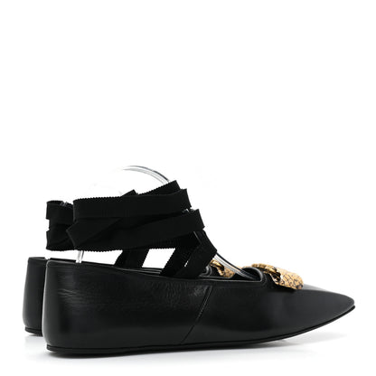 Gucci Malaga Kid Snakeskin Interlocking G Ballet Flats 38 Black 4 of 8