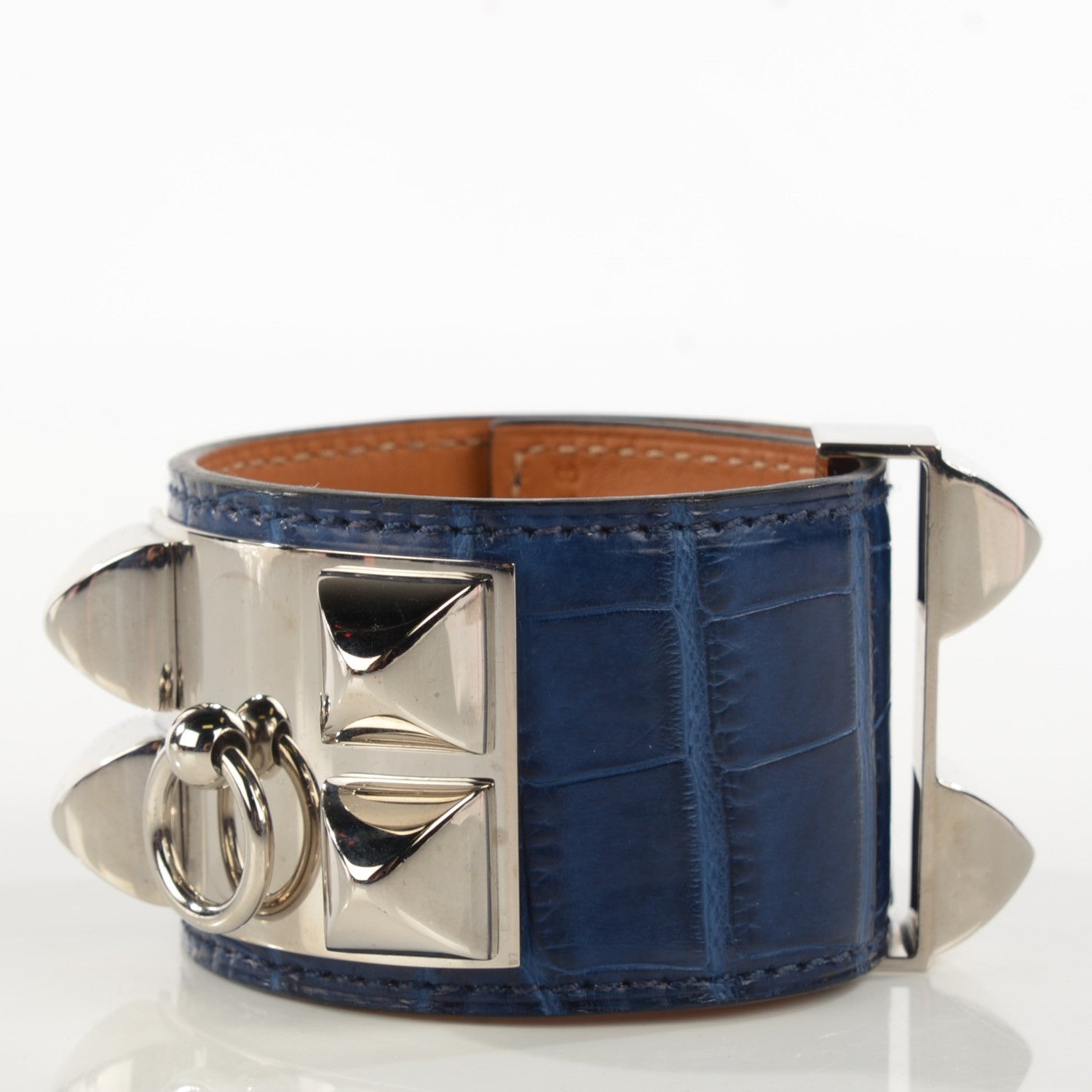 Hermes Shiny Alligator Collier De Chien CDC S Bracelet Bleu De Malte 3 of 7