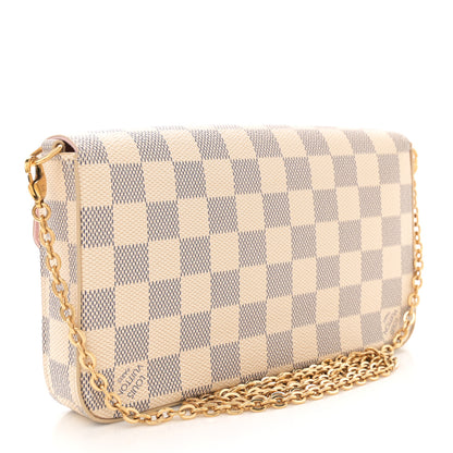 Louis Vuitton Damier Azur Pochette Felicie Chain Wallet Rose Ballerine 4 of 11