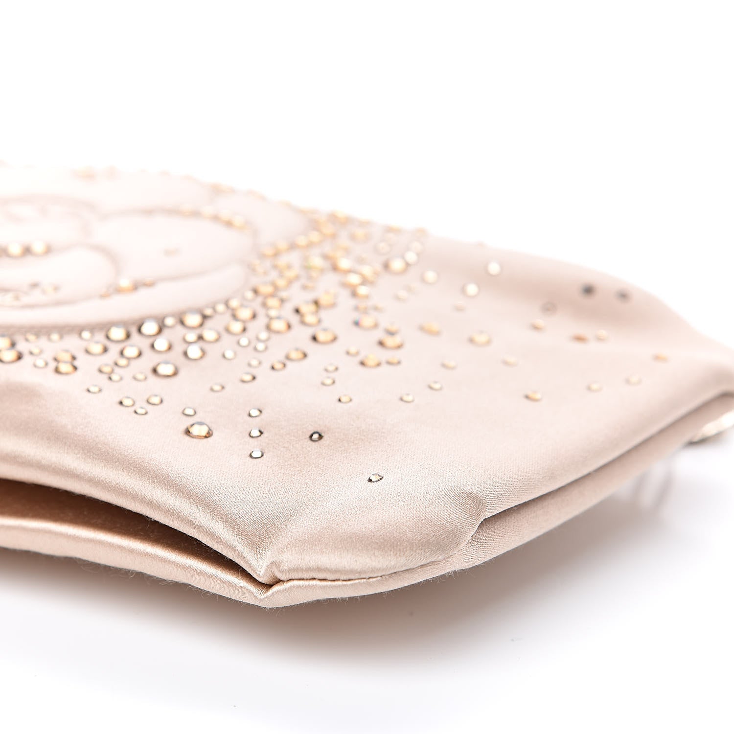 Chanel Satin Diamante Camellia Evening Clutch Bag Light Beige 11 of 12