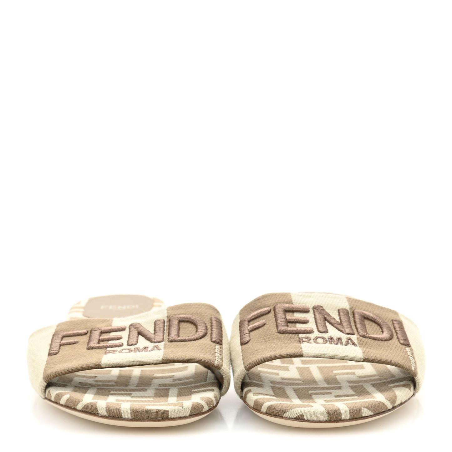 Woven Jacquard Logo Flat Slide Sandals 37 Black Sand 37.5 Beige Sand