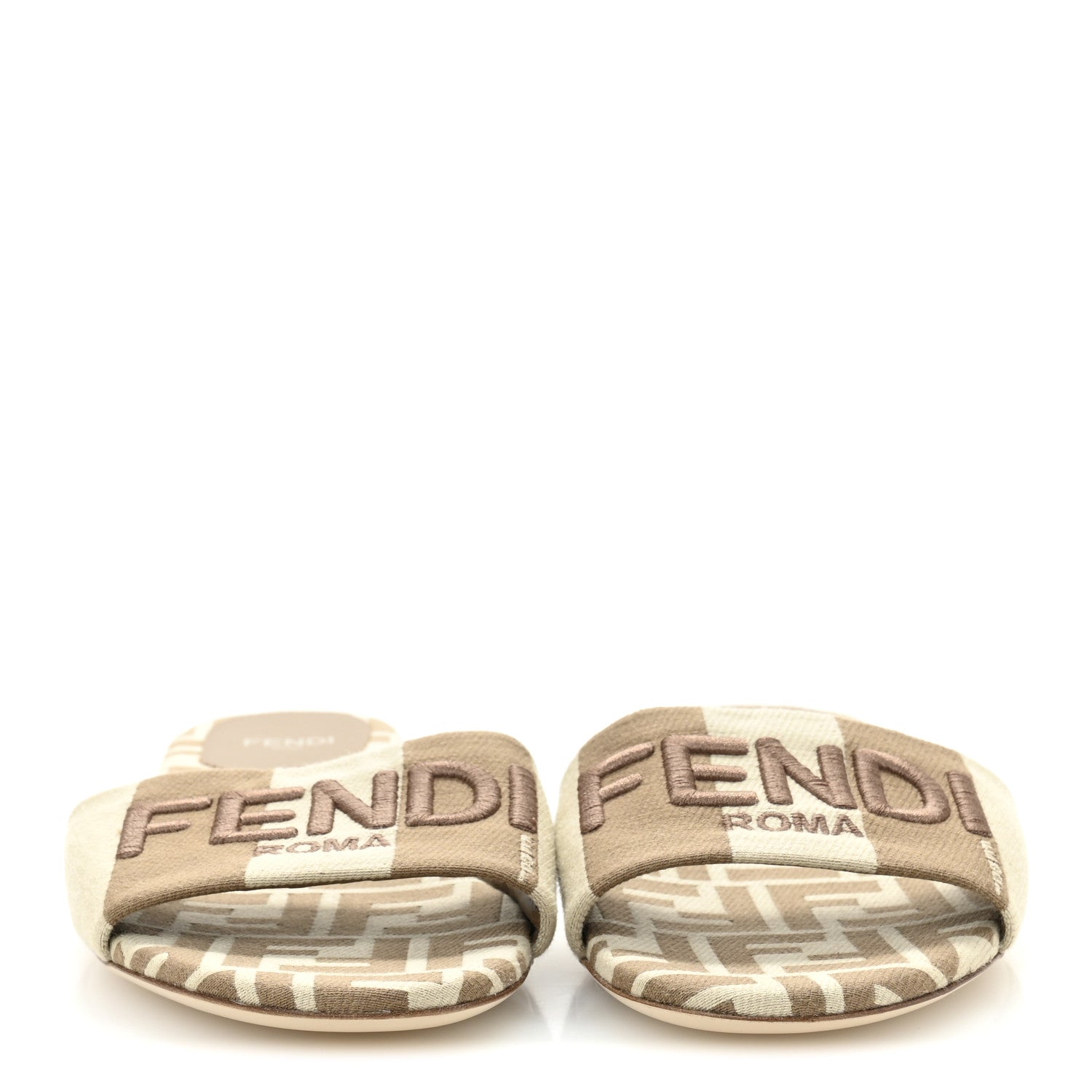 Fendi Woven Jacquard Logo Flat Slide Sandals 37 Black Sand 37.5 Beige Sand 3 of 10