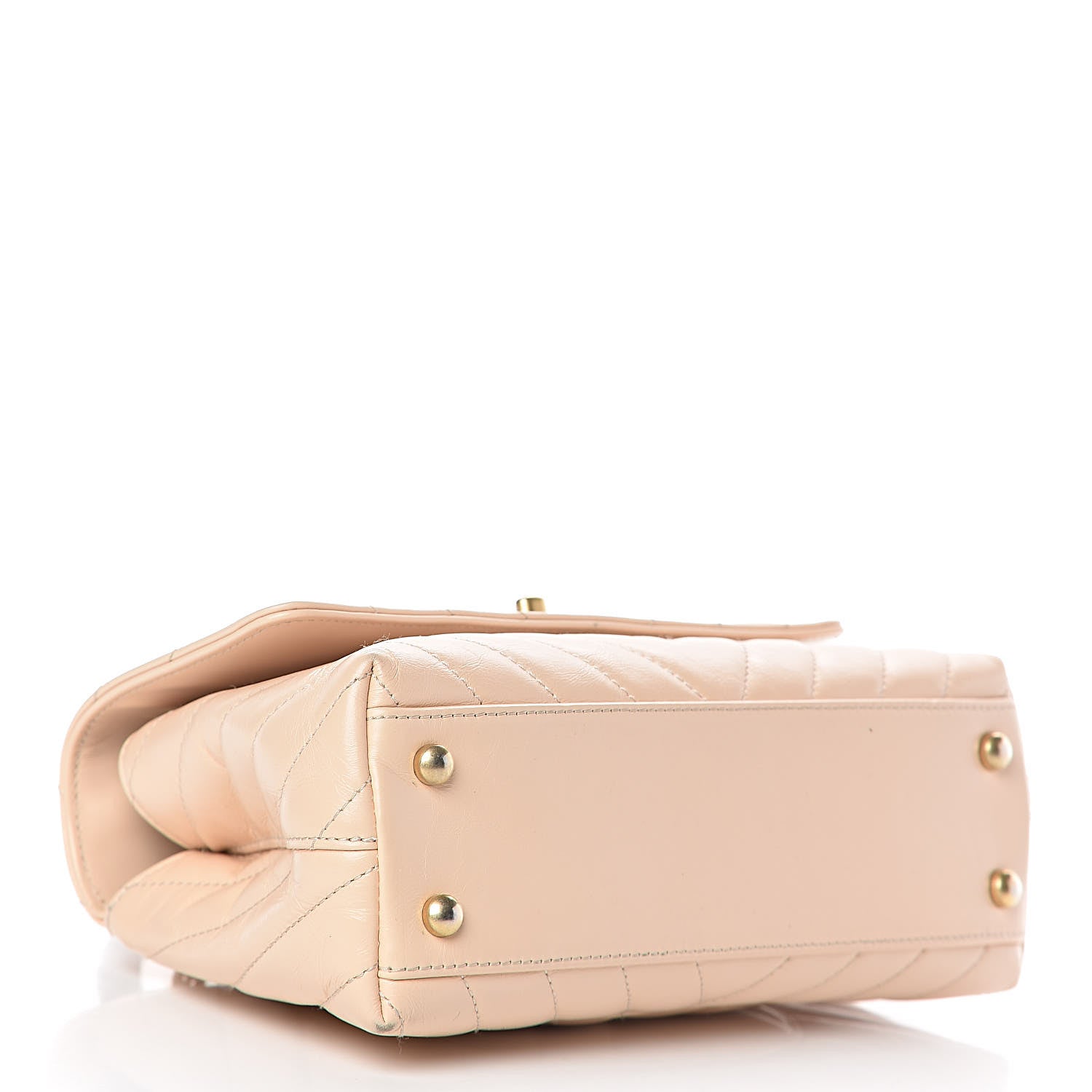Chanel Calfskin Lizard Chevron Quilted Mini Coco Handle Flap Beige 4 of 10