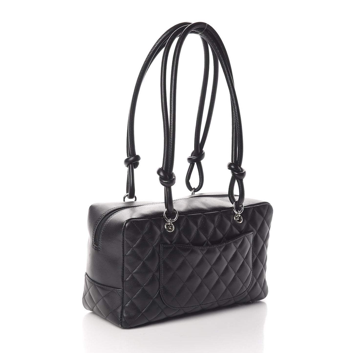 Calfskin Quilted Large Cambon Bowler Black White
