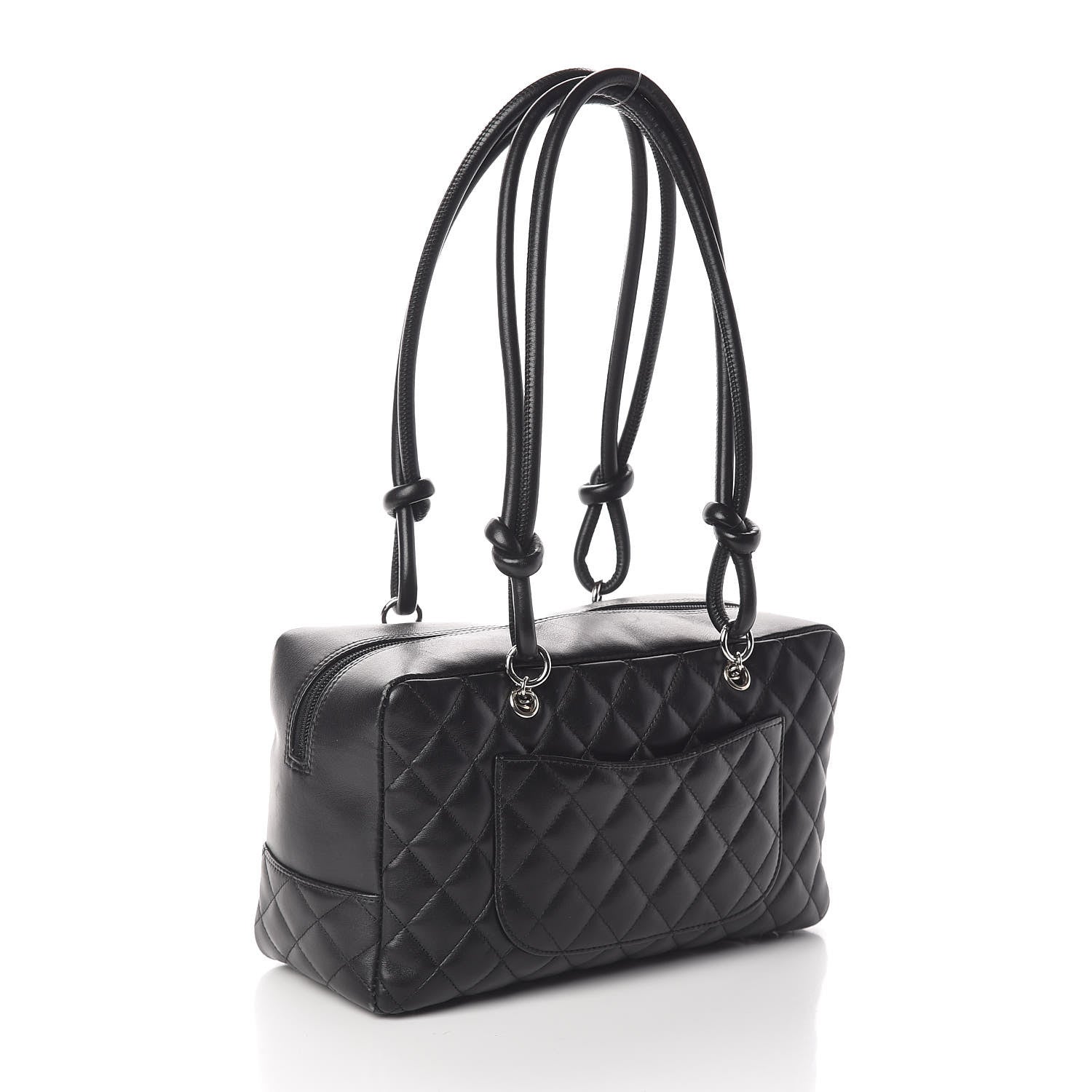 Chanel Calfskin Quilted Large Cambon Bowler Black White 3 of 10