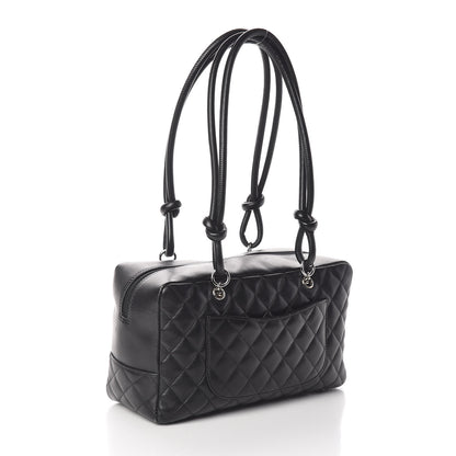 Chanel Calfskin Quilted Large Cambon Bowler Black White 3 of 10