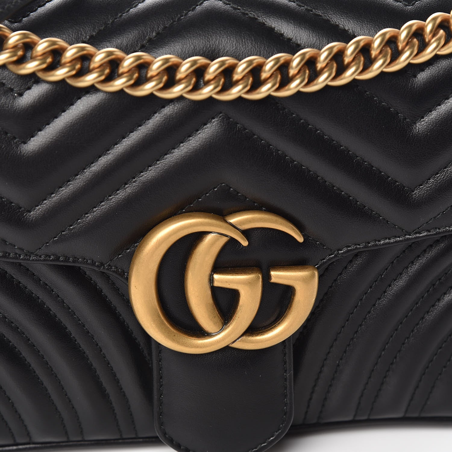 Gucci Calfskin Matelasse Small GG Marmont Shoulder Bag Black 10 of 12