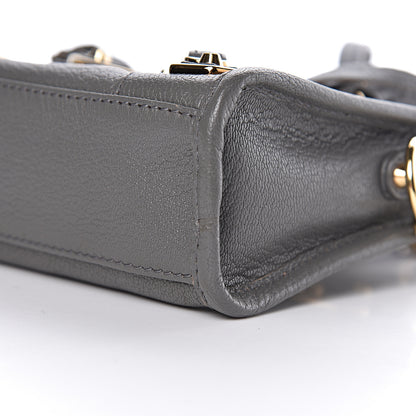 Balenciaga Chevre Gold Metallic Edge Hardware Nano City Gris Acier 9 of 10
