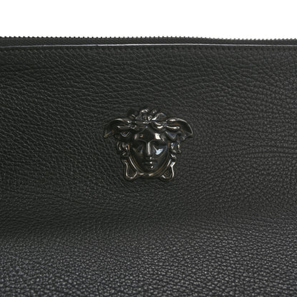 Versace Grained Calfskin Studded Medusa Wristlet Pouch Black 7 of 10