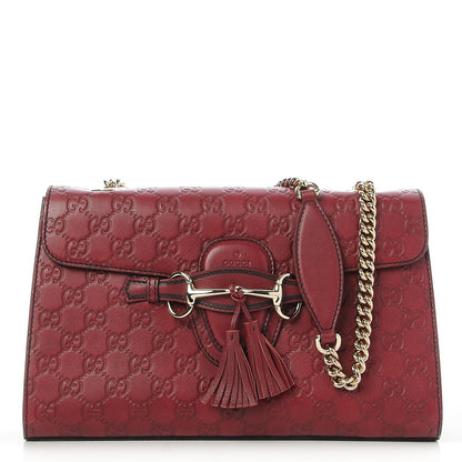 Gucci Soft Guccissima Medium Emily Chain Shoulder Bag Classic Ruby 1 of 7