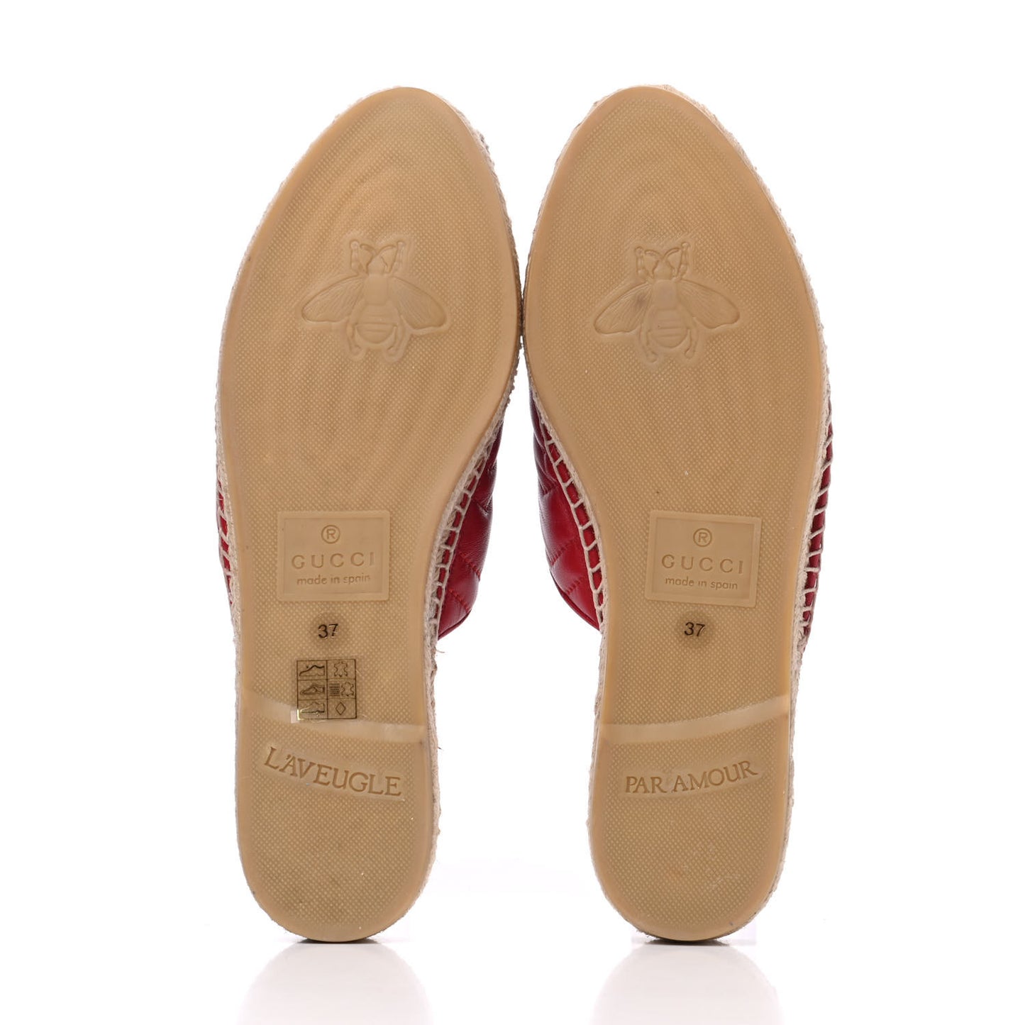 Nappa Matelasse GG Marmont Espadrille Slippers 37 Hibiscus Red