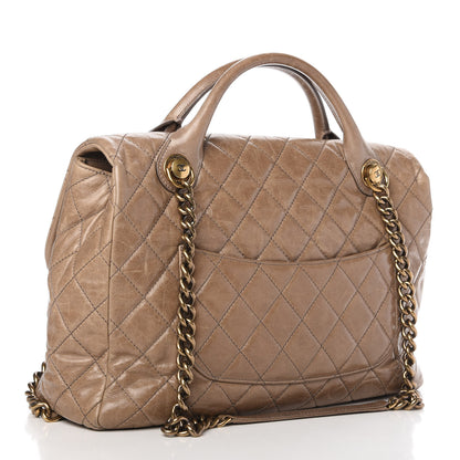 Chanel Glazed Calfskin Large Castle Rock Flap Dark Beige 3 of 10