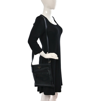 Prada Soft Calf Flat Messenger Bag Black 2 of 10