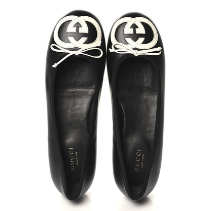 Gucci Malaga Kid Jarret Ballet Flats 37.5 Black White 2 of 9