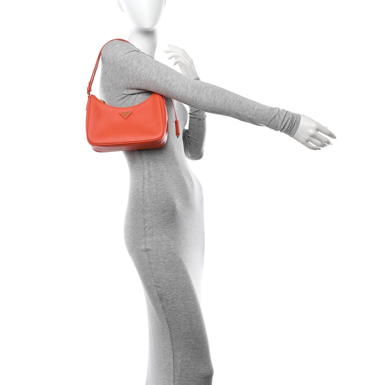 Prada Saffiano Lux Mini Re-Edition Shoulder Bag Arancio 2 of 11
