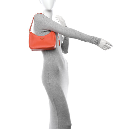 Prada Saffiano Lux Mini Re-Edition Shoulder Bag Arancio 2 of 11