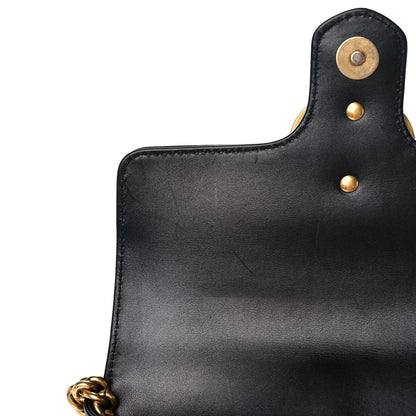 Gucci Calfskin Matelasse Pearly GG Marmont Chain Belt Bag Black 13 of 14