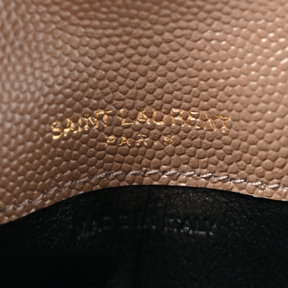 Saint Laurent Grain De Poudre Uptown Monogram Card Case Dark Beige 6 of 9