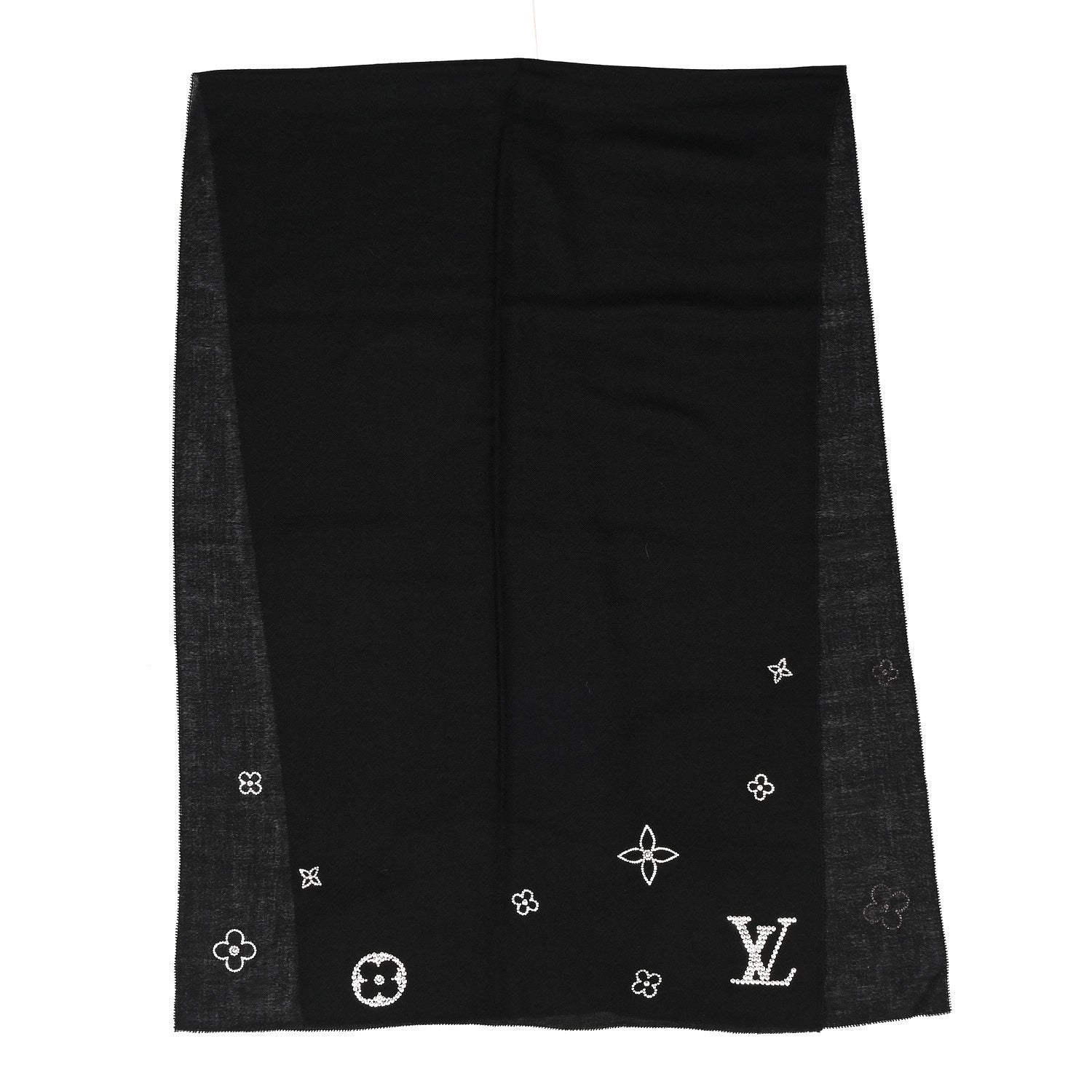 Louis Vuitton Cashmere Swarovski Crystal Monte Carlo Stole Black 2 of 4