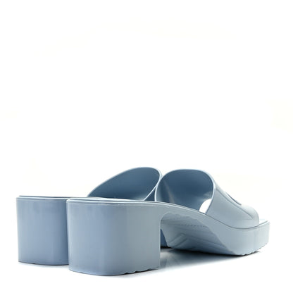 Gucci Rubber Gucci Logo Womens Platform 20/60mm Slide Sandals 38 Porcelain Light Blue 4 of 11
