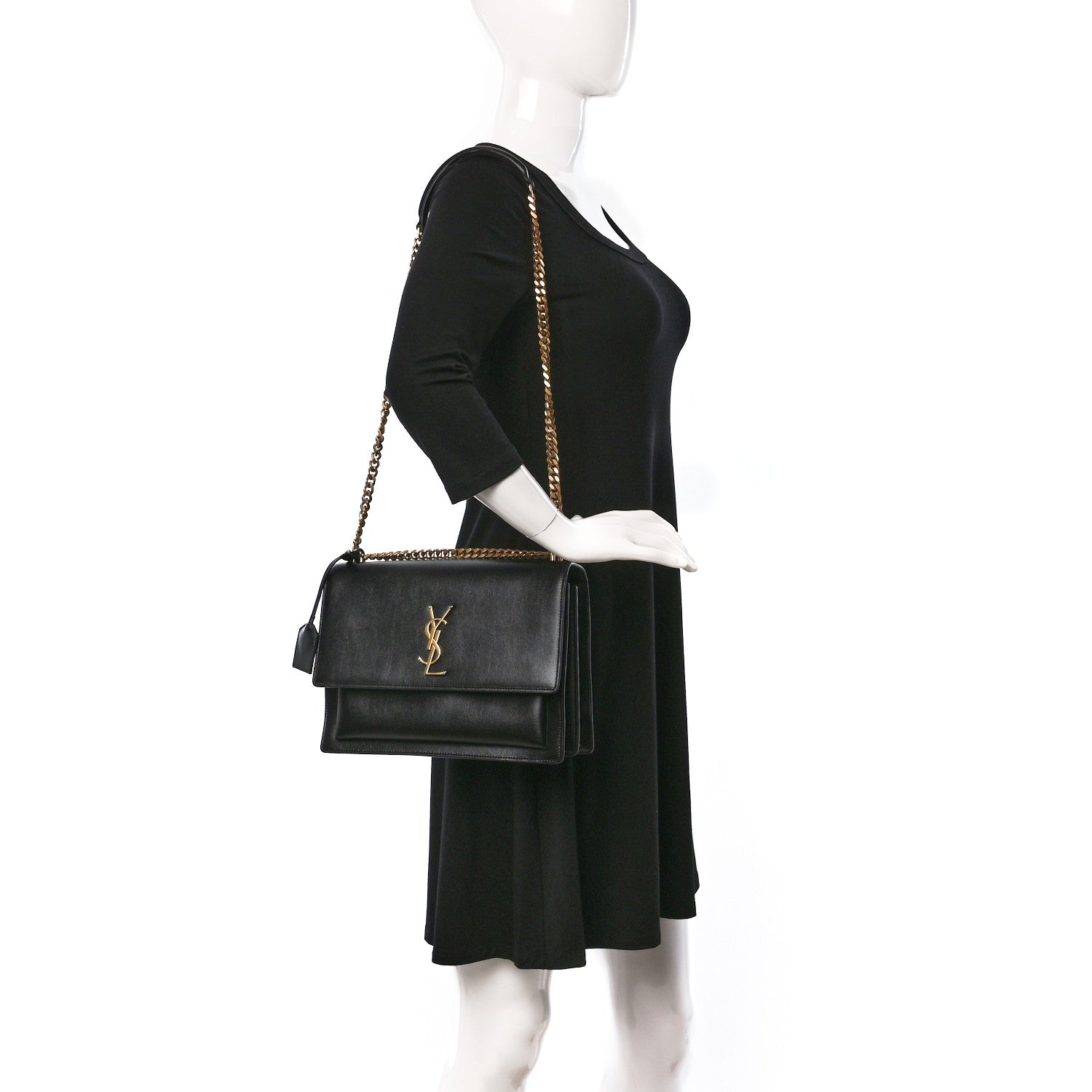 Saint Laurent Calfskin Large Monogram Sunset Black 2 of 11