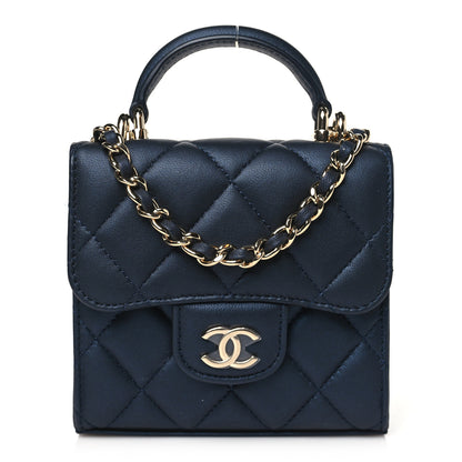 Chanel Iridescent Lambskin Quilted Top Handle Flap Clutch With Chain 1 of 10