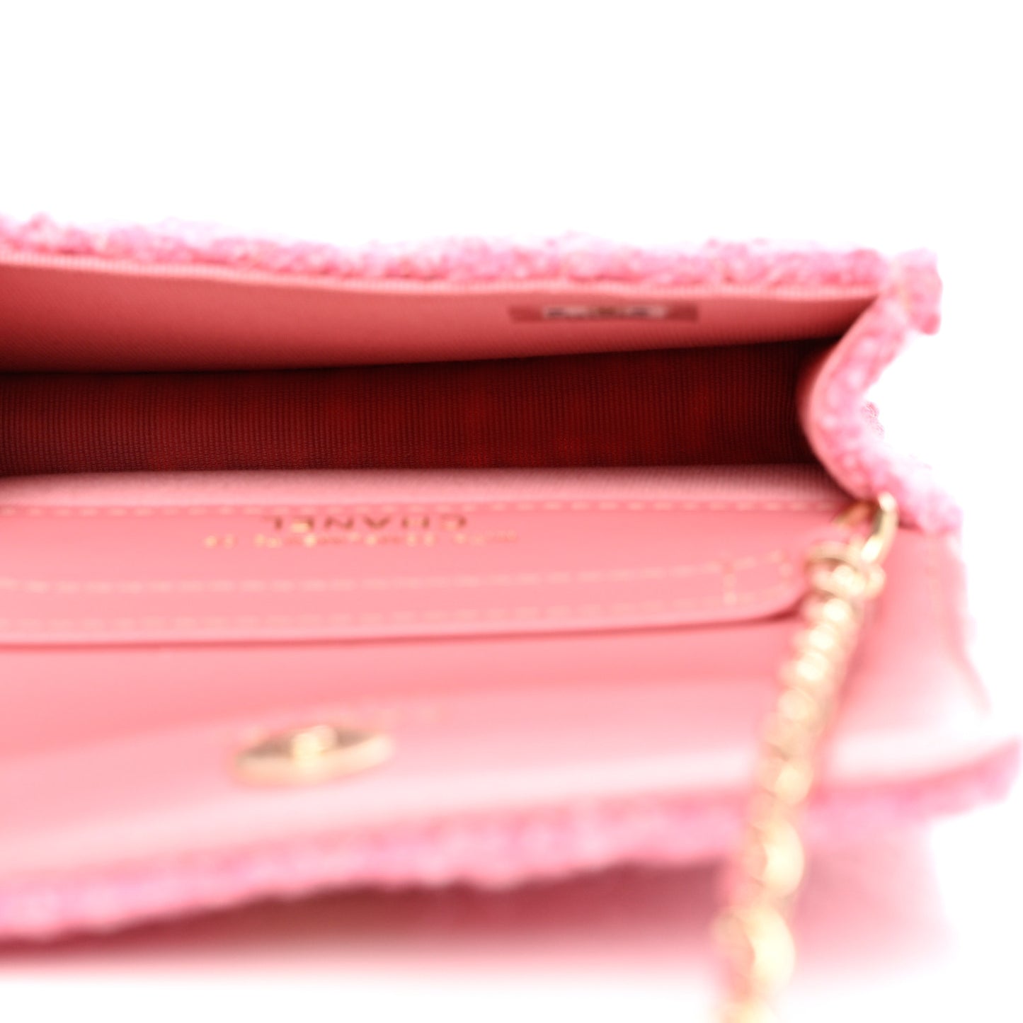 Tweed Quilted Flap Chain Waist Bag Pink