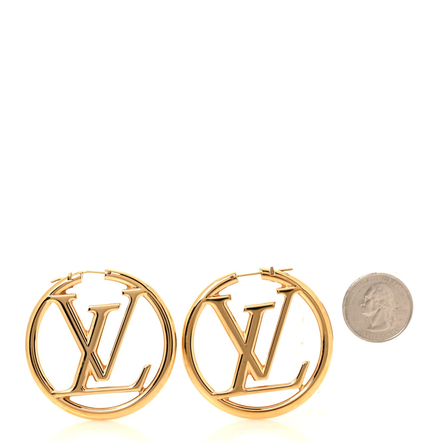 Louis Vuitton Metal Louise Hoop Earrings Gold 2 of 6