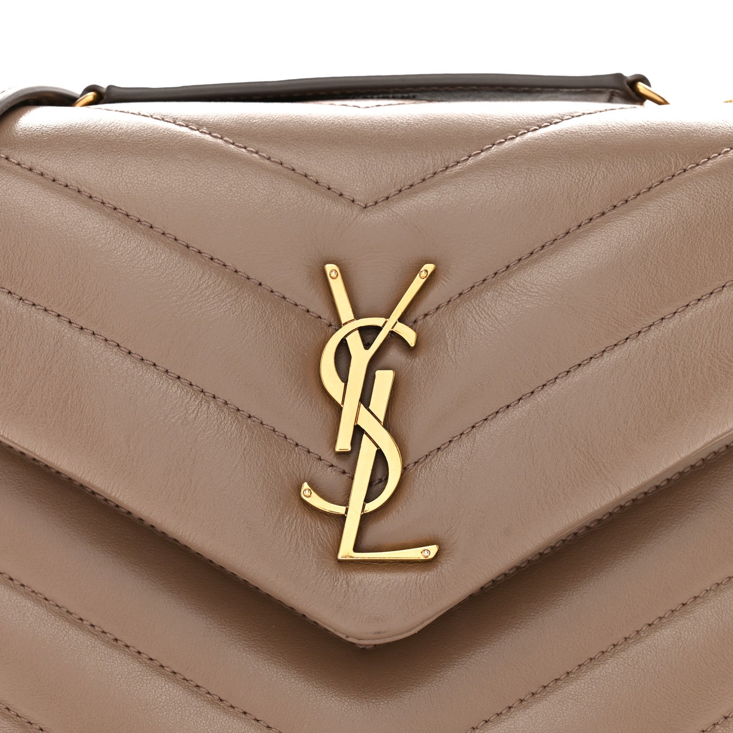 Saint Laurent Calfskin Y Quilted Monogram Small Loulou Chain Satchel Dark Beige 8 of 13