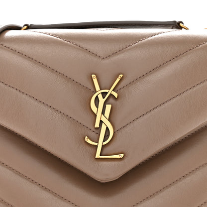 Saint Laurent Calfskin Y Quilted Monogram Small Loulou Chain Satchel Dark Beige 8 of 13