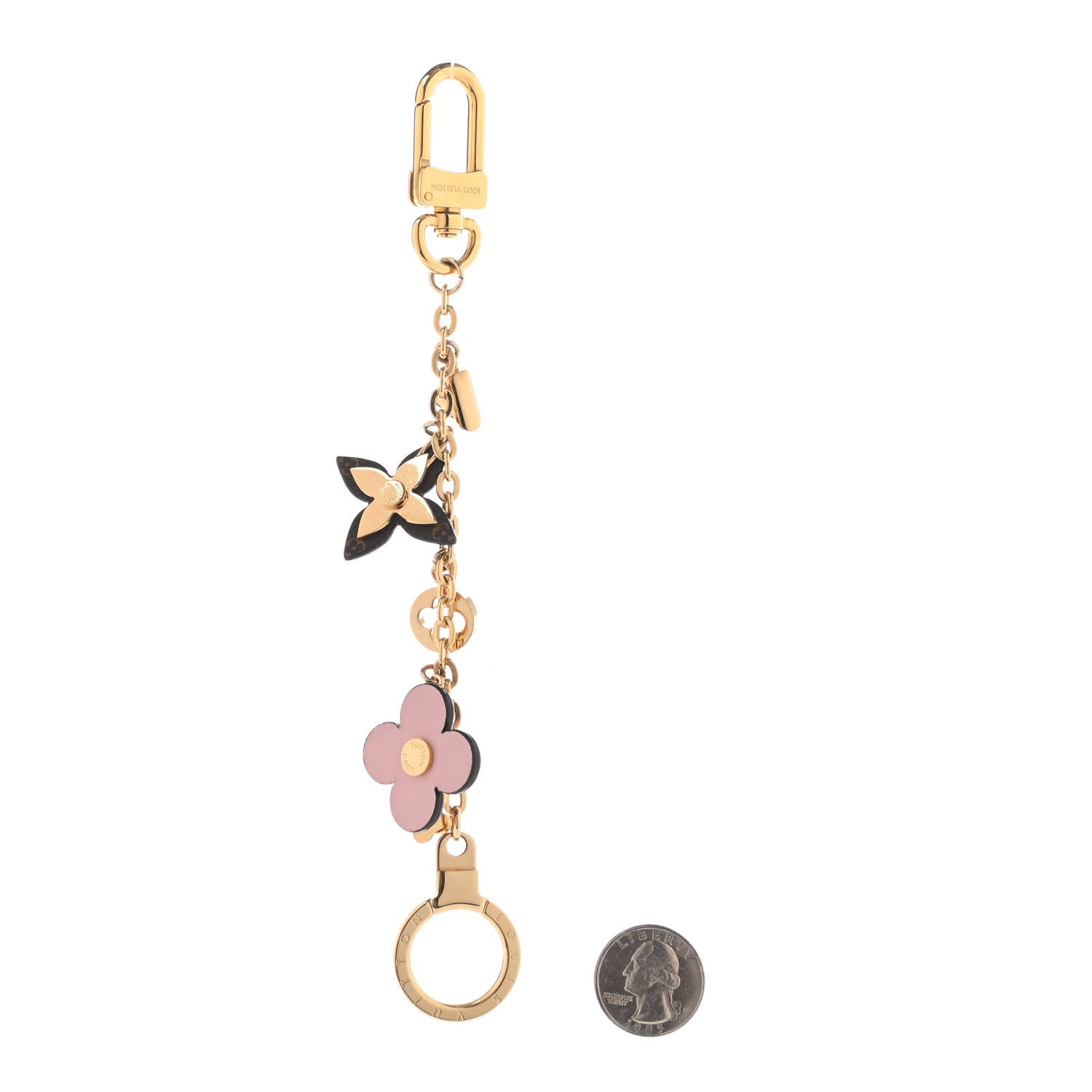 Louis Vuitton Brass Monogram Blooming Flowers Bag Charm Key Holder Rose Ballerine 2 of 3