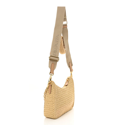 Prada Yarn Raffia Effect Crochet Re-Edition 2005 Shoulder Bag Naturale 3 of 12