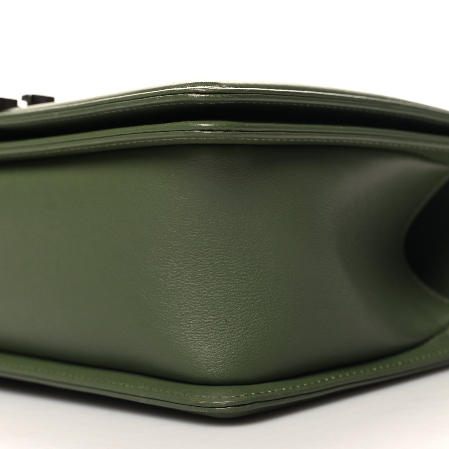 Calfskin Chevron Quilted Medium Boy Flap Dark Green